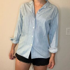 Vintage Light Blue Denim Button-Up Shirt